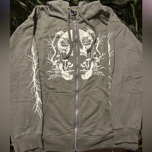 Hot Topic Skull and Mushrooms Zip Jacket size XL